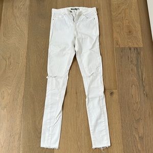 Topshop Leigh high rise ripped white skinny jeans w26 l34